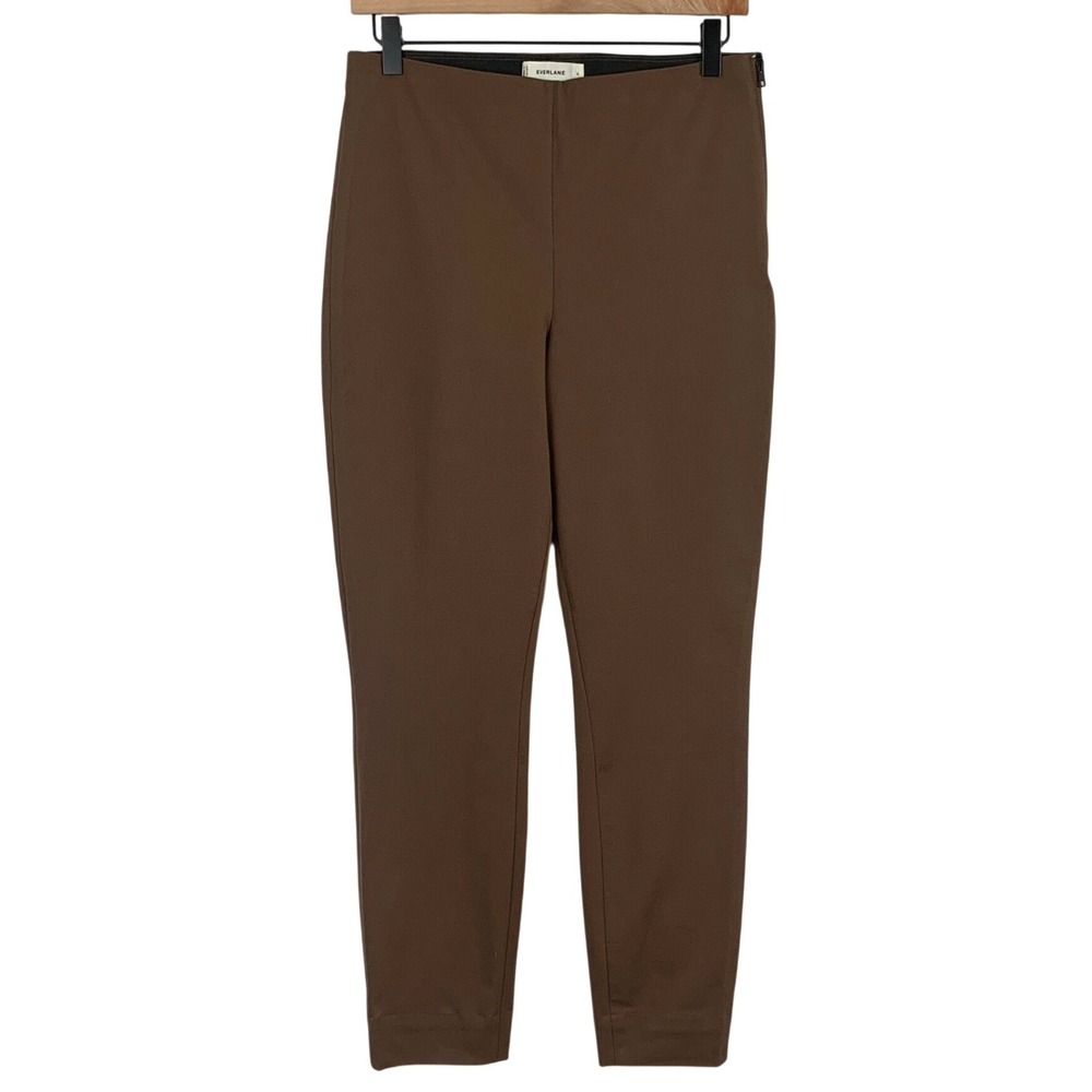 EVERLANE The Work Pant Women's Sz 6 Cocoa Brown Cotton Side Zip Tapered Trousers